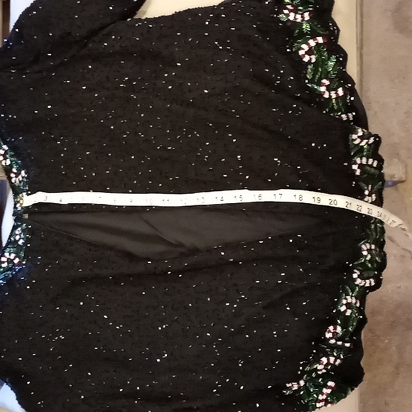 80's Laurence Kazar Beaded Silk Xmas Top - Picture 6 of 6